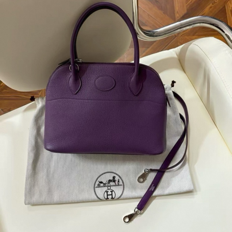 Hermes bolide 27 山羊皮银扣 紫色-3