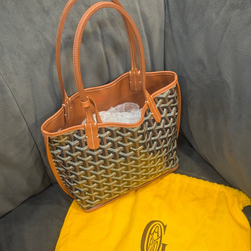 全新閒置🈶購證❤️ goyard #mini #棕色 #托特包 #tote-1