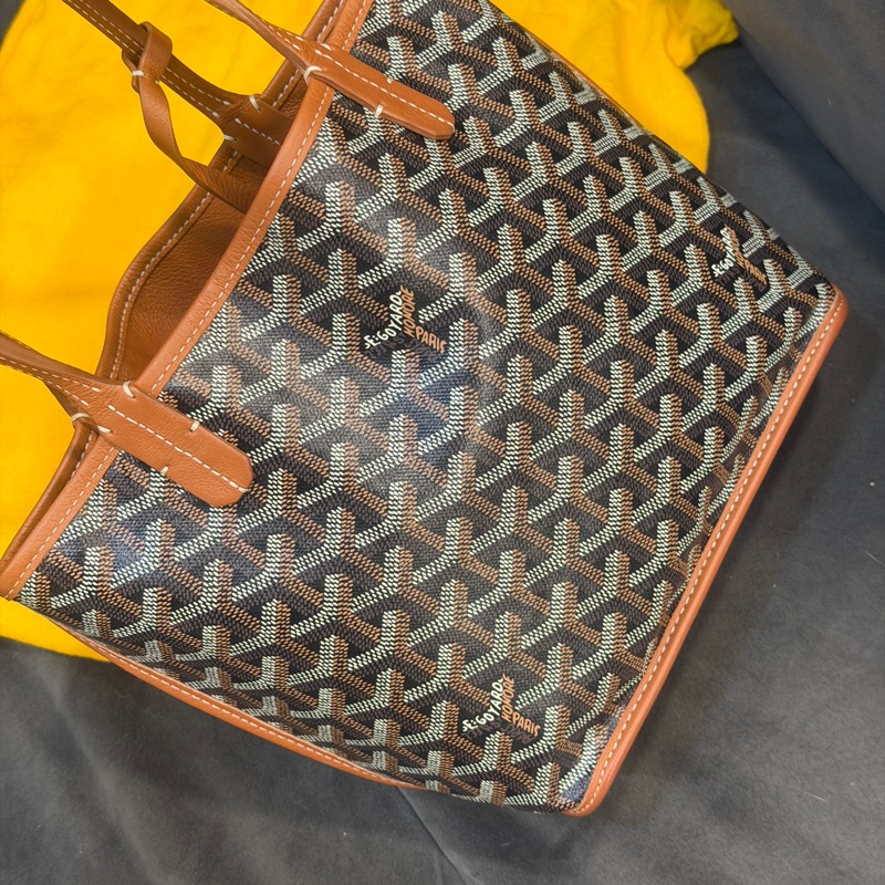全新閒置🈶購證❤️ goyard #mini #棕色 #托特包 #tote-5
