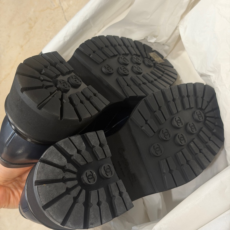 全新🈶鞋盒❤️37.5碼❤️ #香奈兒 #午夜藍 #厚底 #樂福鞋 #休閒鞋-5