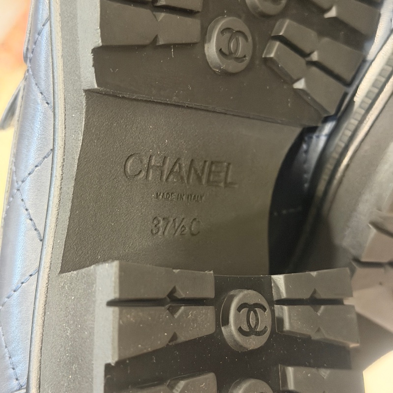 全新🈶鞋盒❤️37.5碼❤️ #香奈兒 #午夜藍 #厚底 #樂福鞋 #休閒鞋-6