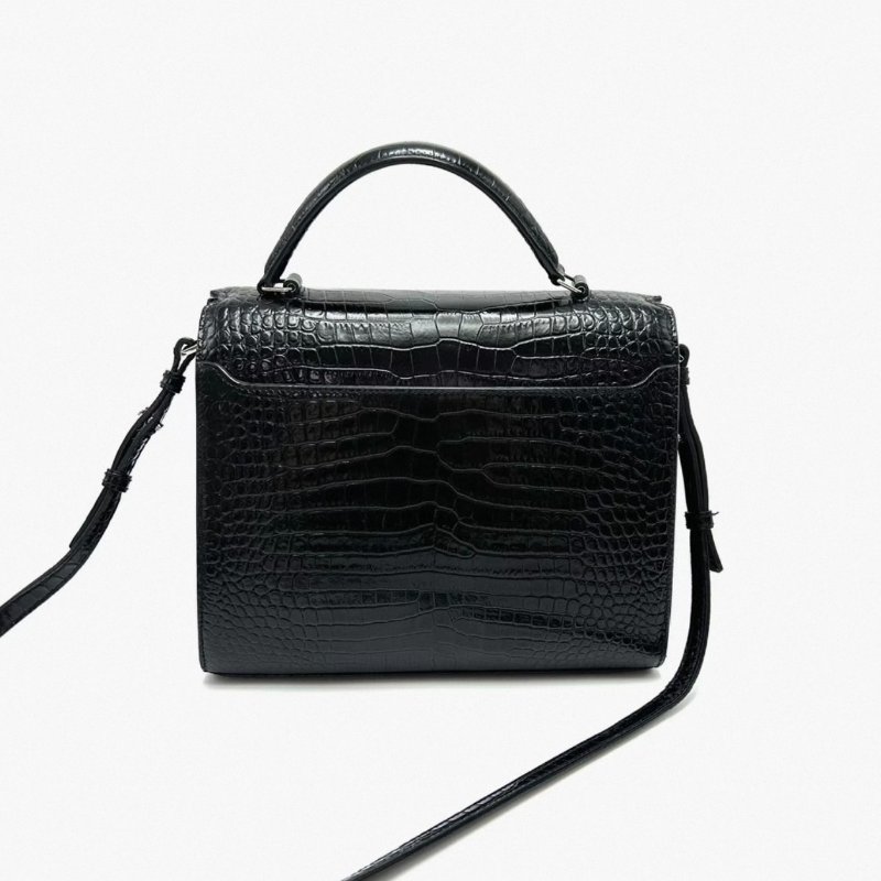 YSL Cassandra黑銀鰐魚壓紋手提肩背斜背郵差包24.5*20*11 99新配件塵袋-5