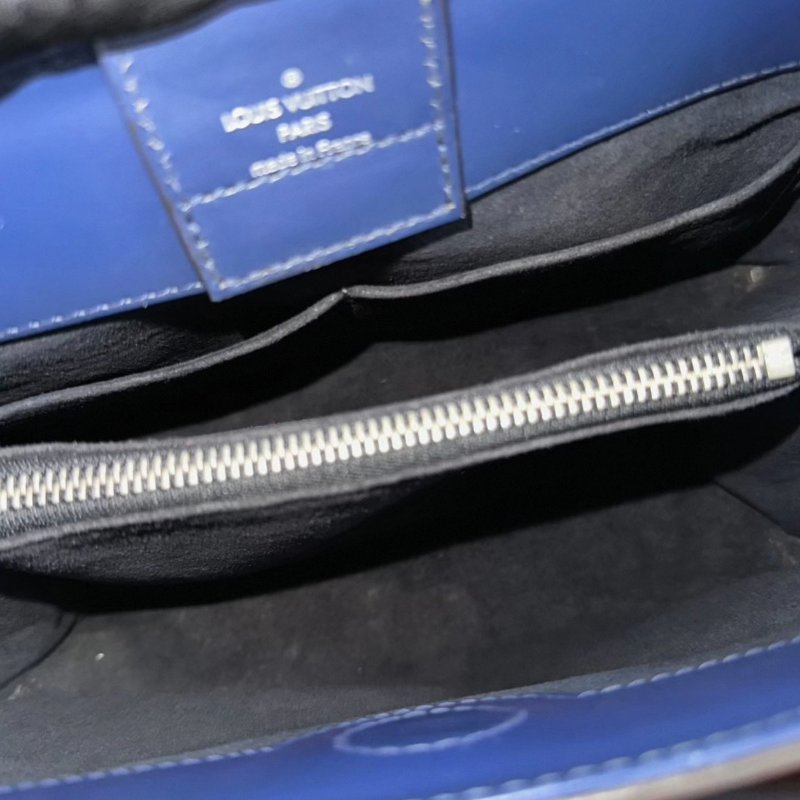 LV 紅色拼藍色銀扣水波紋手提肩背水桶包30*19*10 98新配件塵袋-5