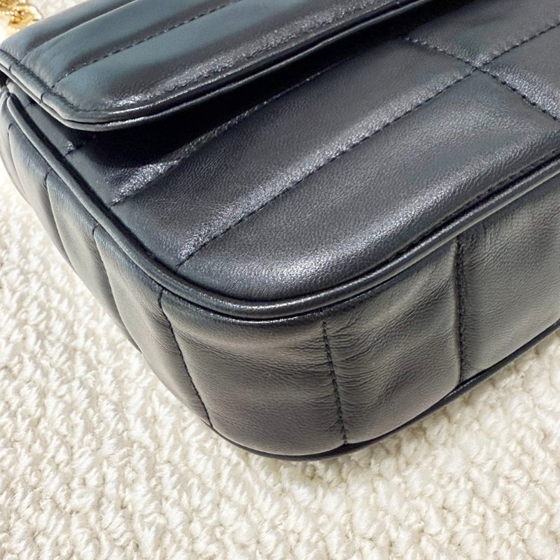 CELINE -黑色牛皮金釦MATELASSE手提肩背包-7