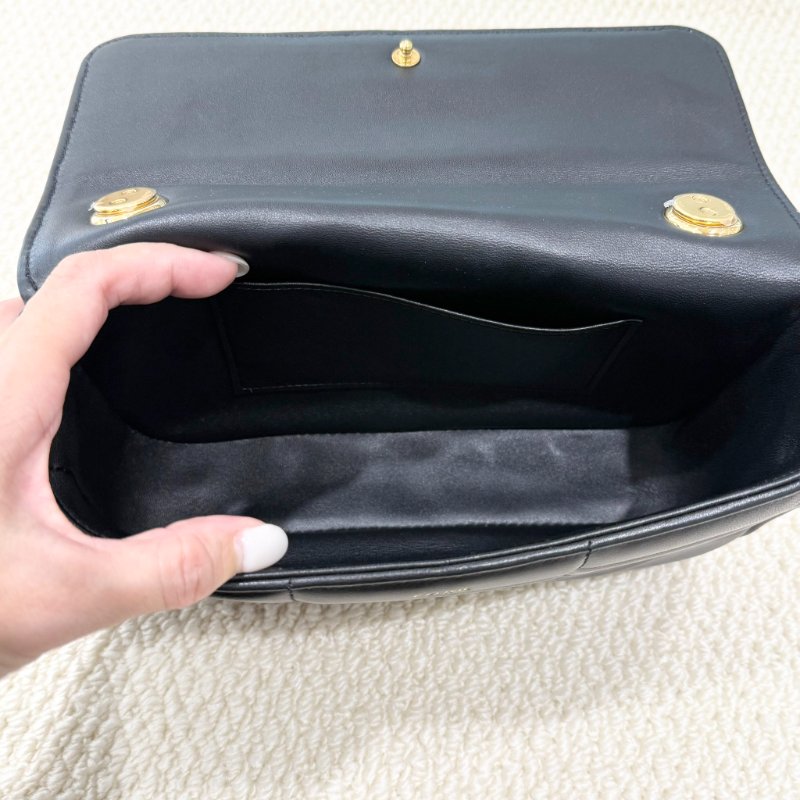 CELINE -黑色牛皮金釦MATELASSE手提肩背包-11