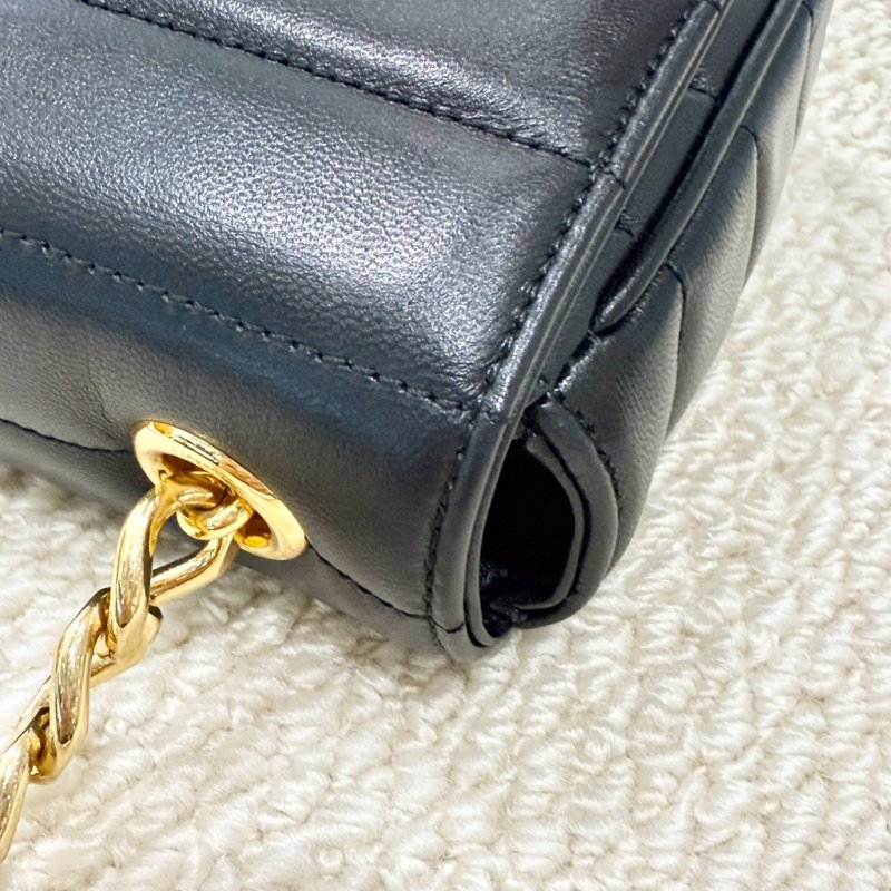 CELINE -黑色牛皮金釦MATELASSE手提肩背包-12