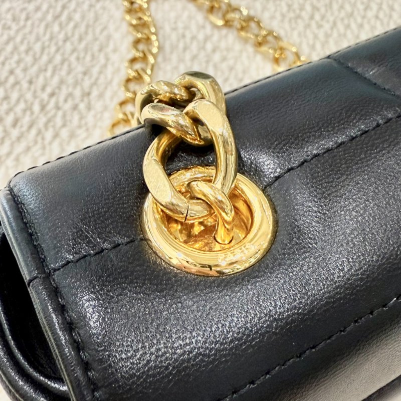 CELINE -黑色牛皮金釦MATELASSE手提肩背包-14