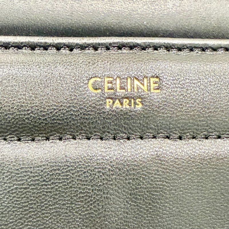 CELINE -黑色牛皮金釦MATELASSE手提肩背包-21