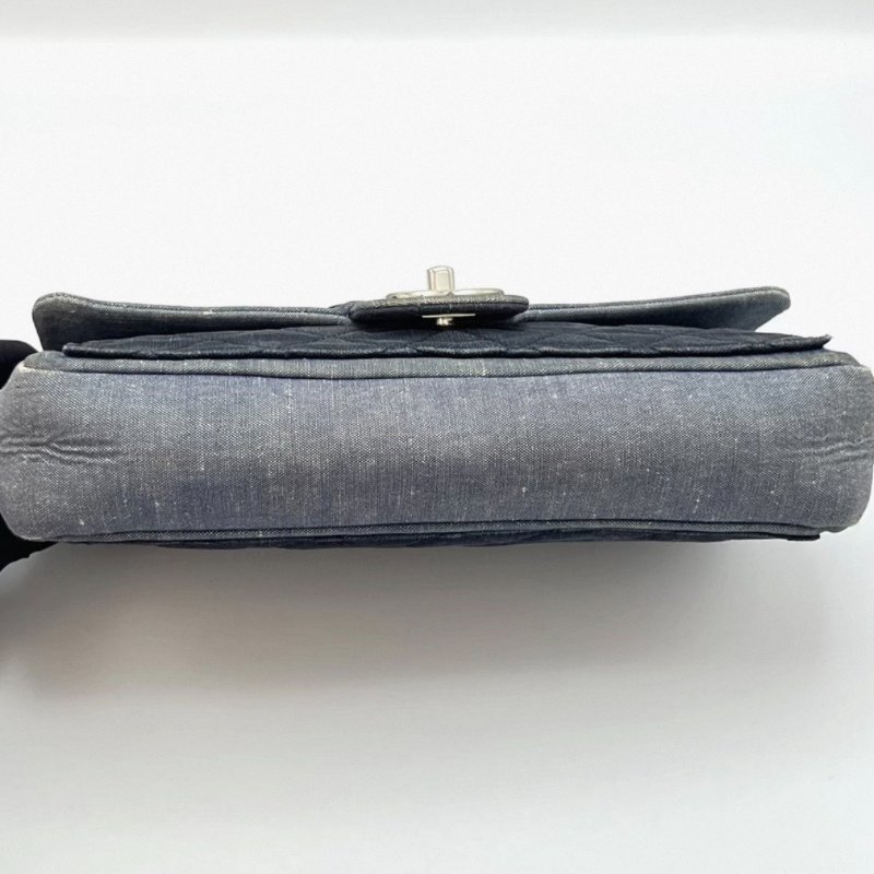 CHANEL 丹寧牛仔 CF大mini肩背斜背鏈條包 25*16*6 98新配件保卡塵袋-5