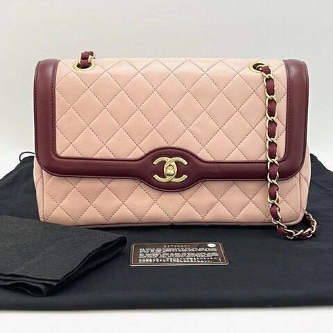 CHANEL 拼色CF季節款肩背斜背鏈條包 26*17*7 98新配件塵袋保卡