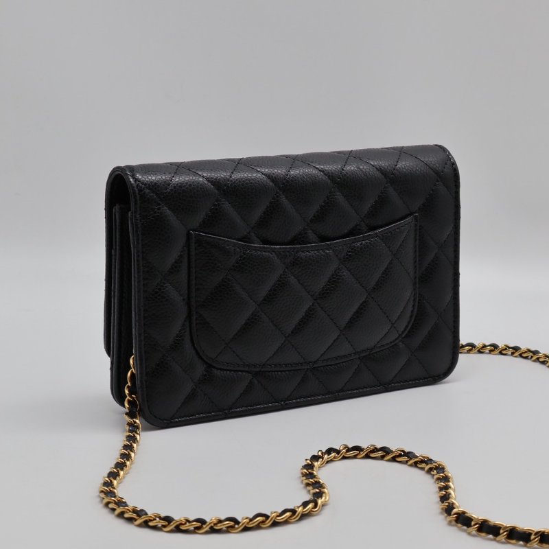 CHANEL 經典粒面牛皮WOC - 黑金-1