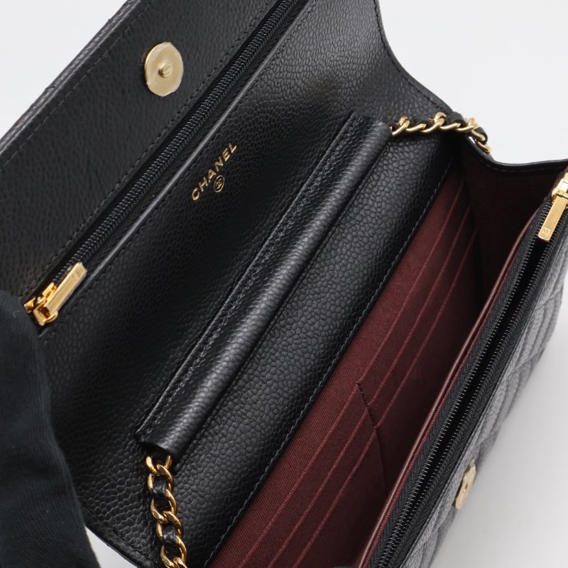 CHANEL 經典粒面牛皮WOC - 黑金-2