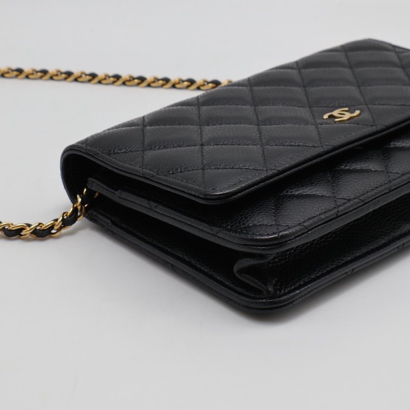 CHANEL 經典粒面牛皮WOC - 黑金-3