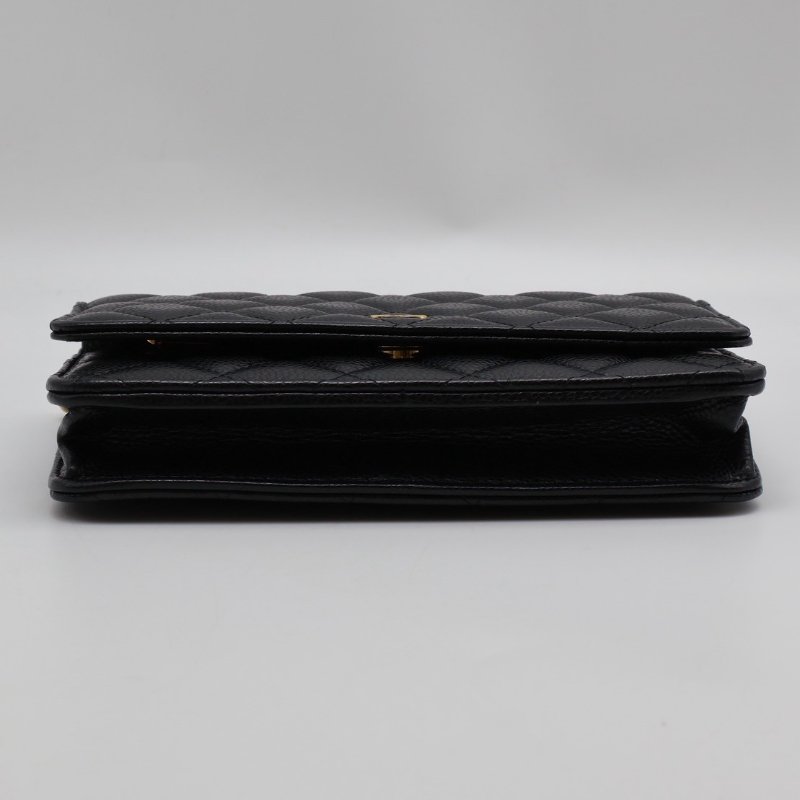 CHANEL 經典粒面牛皮WOC - 黑金-5