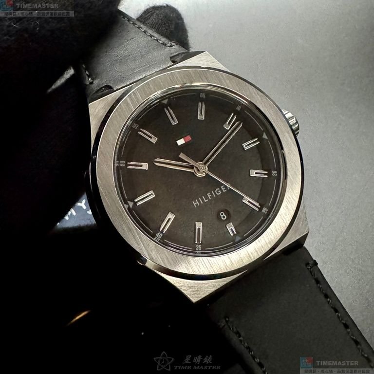 TommyHilfiger手錶,編號TH00074,44mm銀錶殼,深黑色錶帶款-2