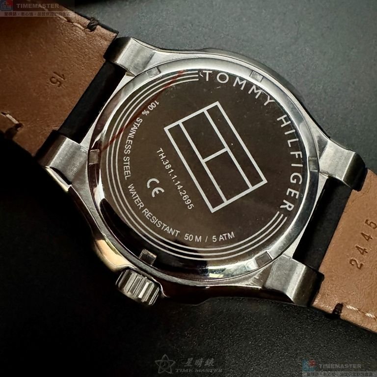 TommyHilfiger手錶,編號TH00074,44mm銀錶殼,深黑色錶帶款-3