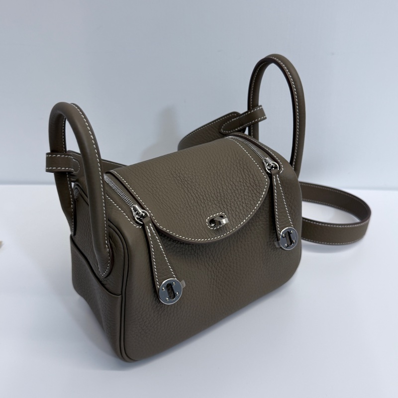Hermes mini Lindy 二代 大象灰 銀釦-14