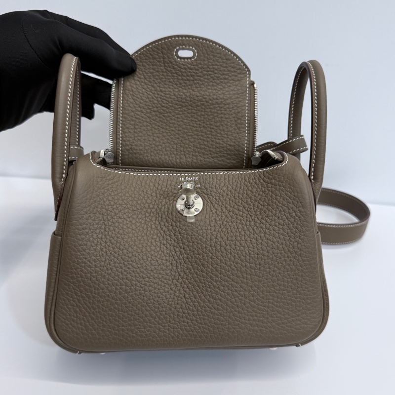 Hermes mini Lindy 二代 大象灰 銀釦-15