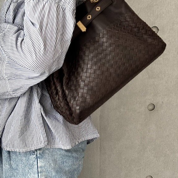 𝐁𝐕金釦牛皮編織𝐤𝐞𝐥𝐥𝐲-2