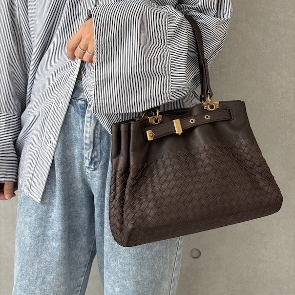 𝐁𝐕金釦牛皮編織𝐤𝐞𝐥𝐥𝐲-3