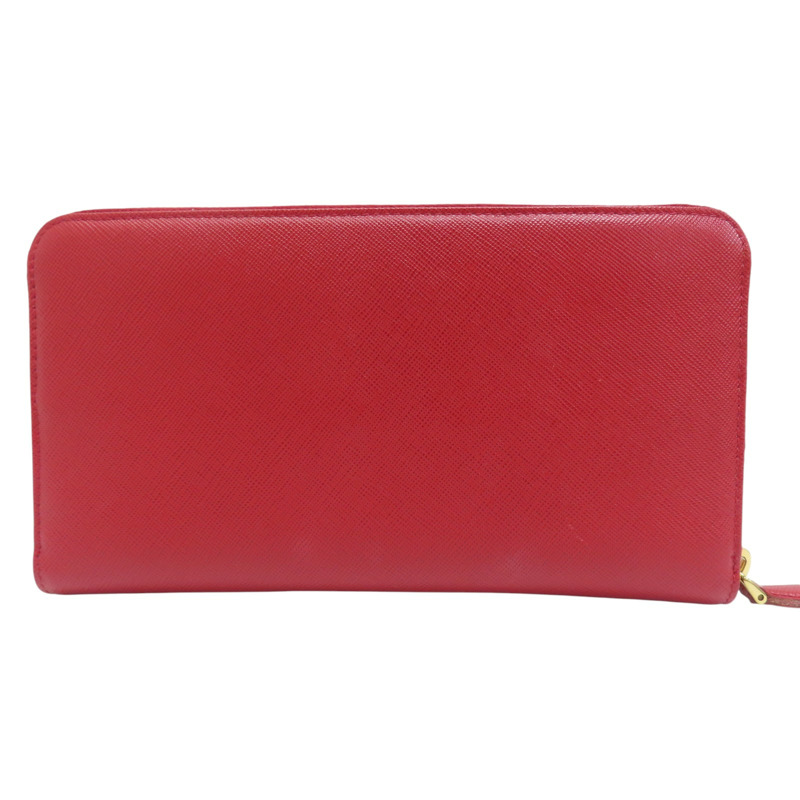 紅色 牛皮 拉鍊長夾【PRADA 普拉達】 1M1317-1