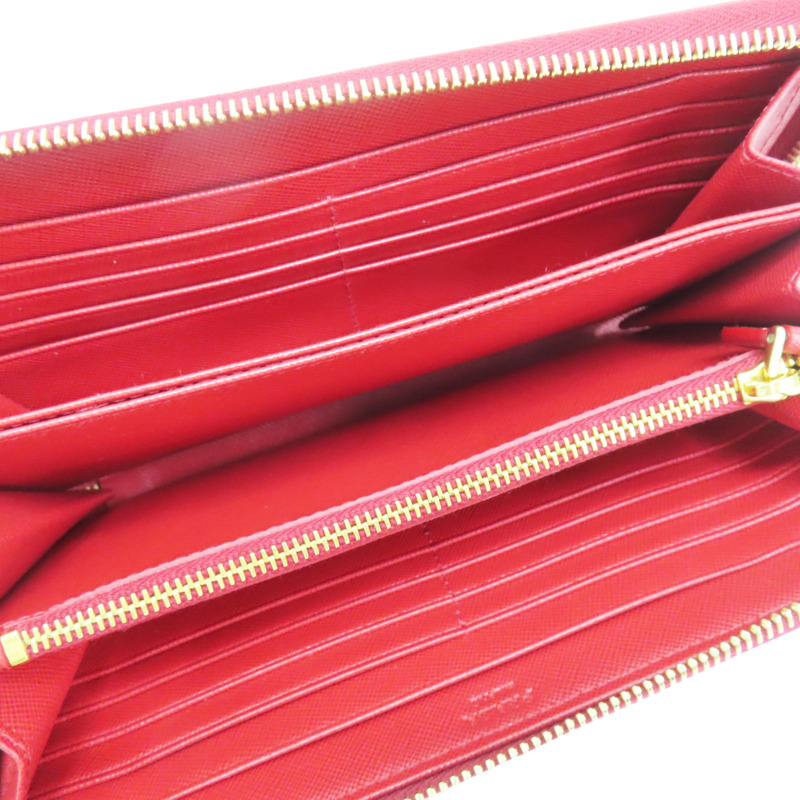 紅色 牛皮 拉鍊長夾【PRADA 普拉達】 1M1317-4