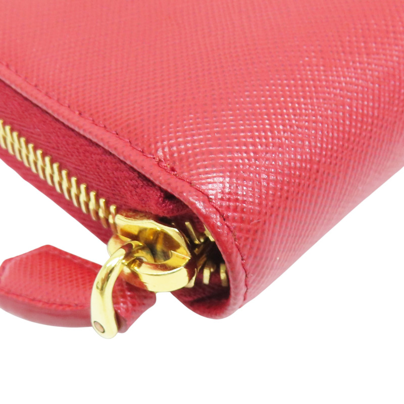 紅色 牛皮 拉鍊長夾【PRADA 普拉達】 1M1317-6