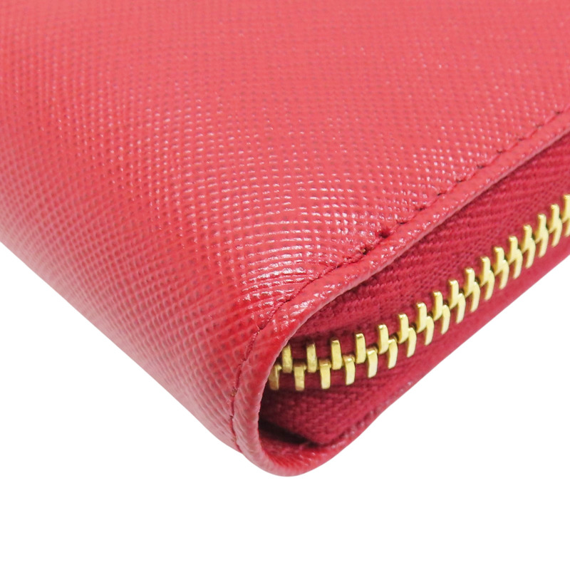 紅色 牛皮 拉鍊長夾【PRADA 普拉達】 1M1317-7