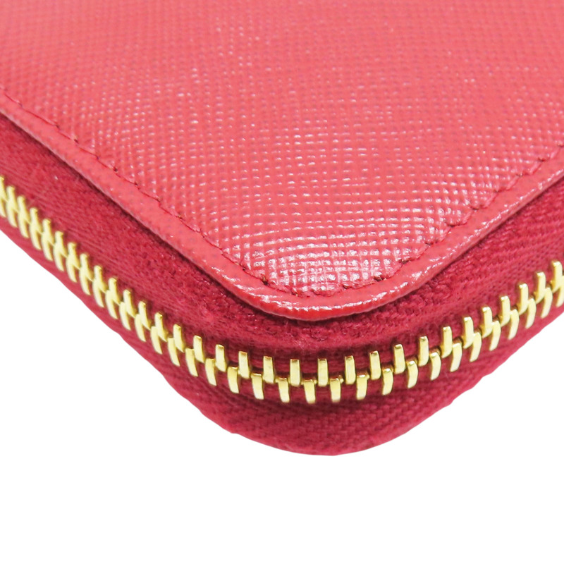 紅色 牛皮 拉鍊長夾【PRADA 普拉達】 1M1317-8