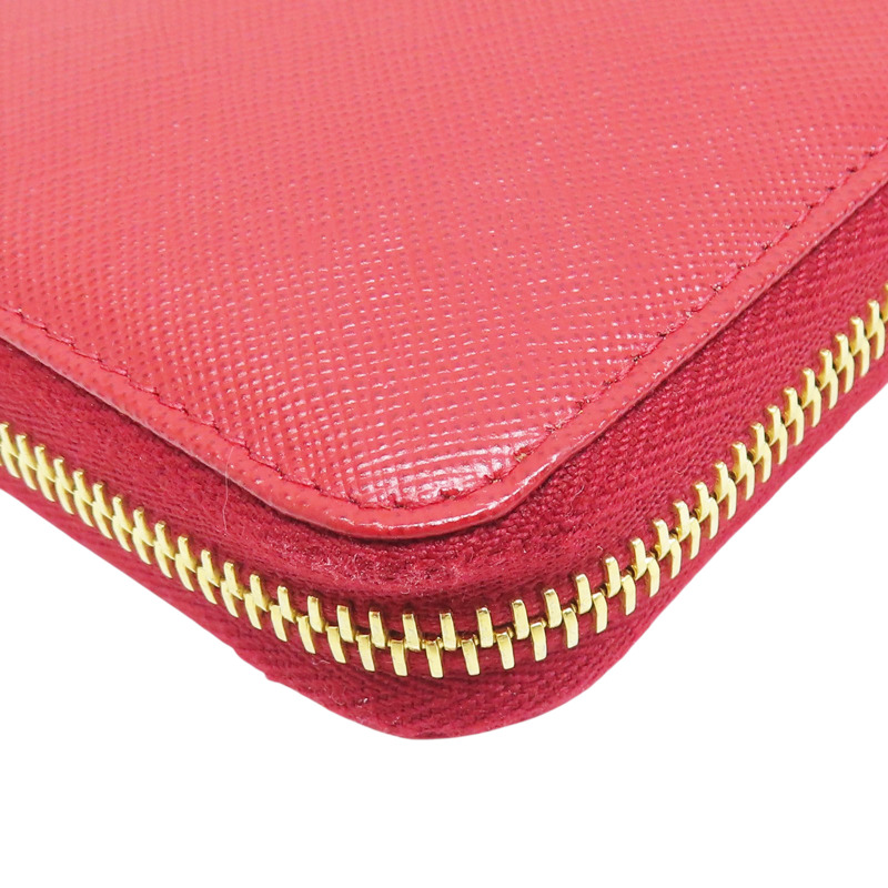 紅色 牛皮 拉鍊長夾【PRADA 普拉達】 1M1317-9