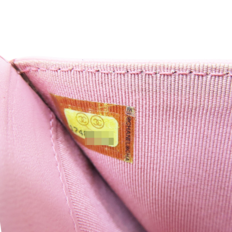 粉色 羊皮 三折短夾【CHANEL 香奈兒】-8