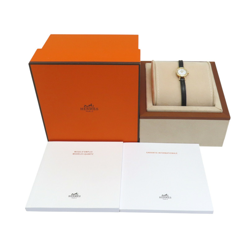 18K黃金 白色錶盤 鑽框 Faubourg Mini 腕錶【HERMES 愛馬仕】 FG1.186-13