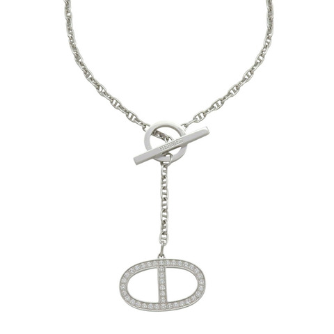 18K白金 鑽石 Chaine d′ancre Contour 項鍊【HERMES 愛馬仕】 H123302B 00ST