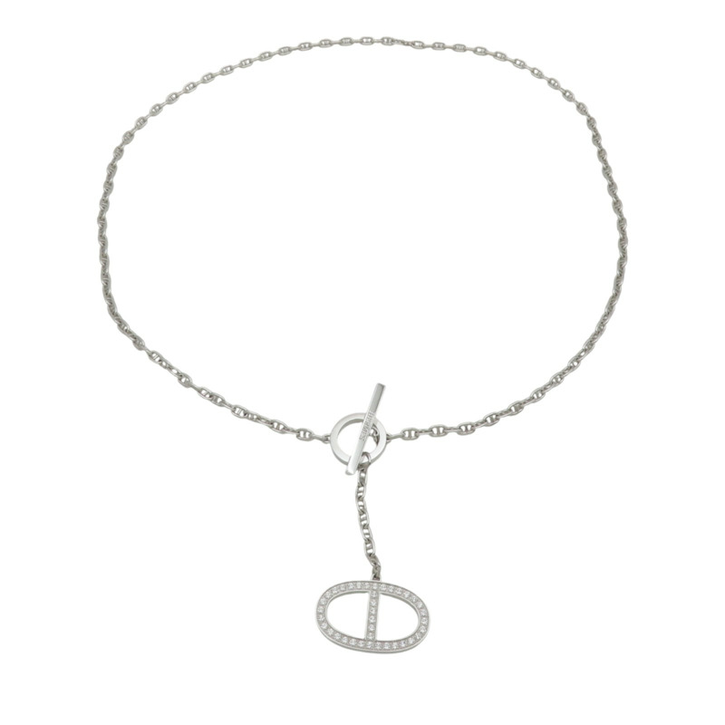 18K白金 鑽石 Chaine d′ancre Contour 項鍊【HERMES 愛馬仕】 H123302B 00ST-1
