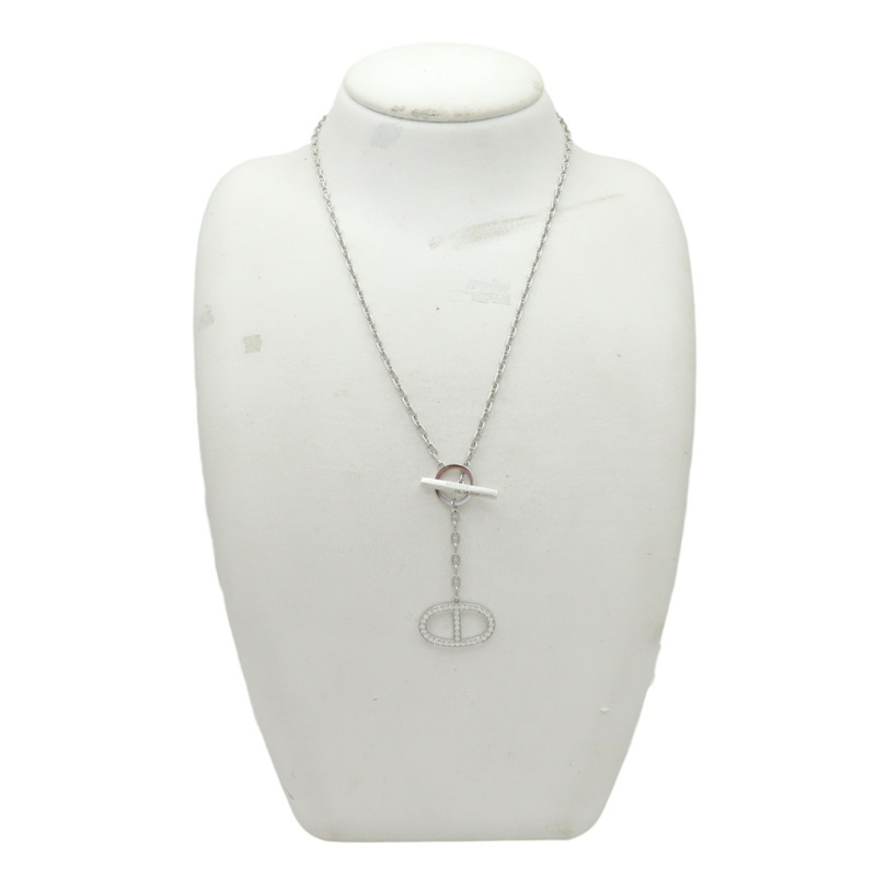 18K白金 鑽石 Chaine d′ancre Contour 項鍊【HERMES 愛馬仕】 H123302B 00ST-9