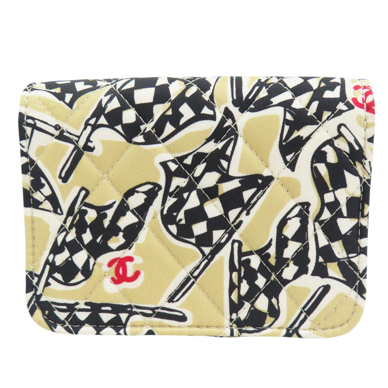 米/黑色 棉質 賽車旗圖案 Fabric Mini Crossbody 肩背包【CHANEL 香奈兒】-1