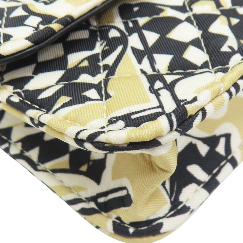 米/黑色 棉質 賽車旗圖案 Fabric Mini Crossbody 肩背包【CHANEL 香奈兒】-8