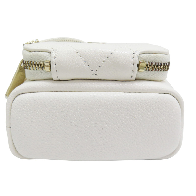 白色 荔枝牛皮 鍊帶 水桶包 肩背包【CHANEL 香奈兒】-3