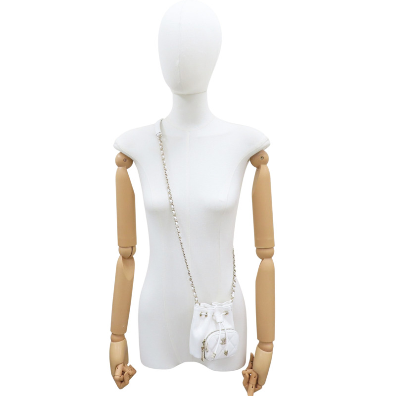 白色 荔枝牛皮 鍊帶 水桶包 肩背包【CHANEL 香奈兒】-7