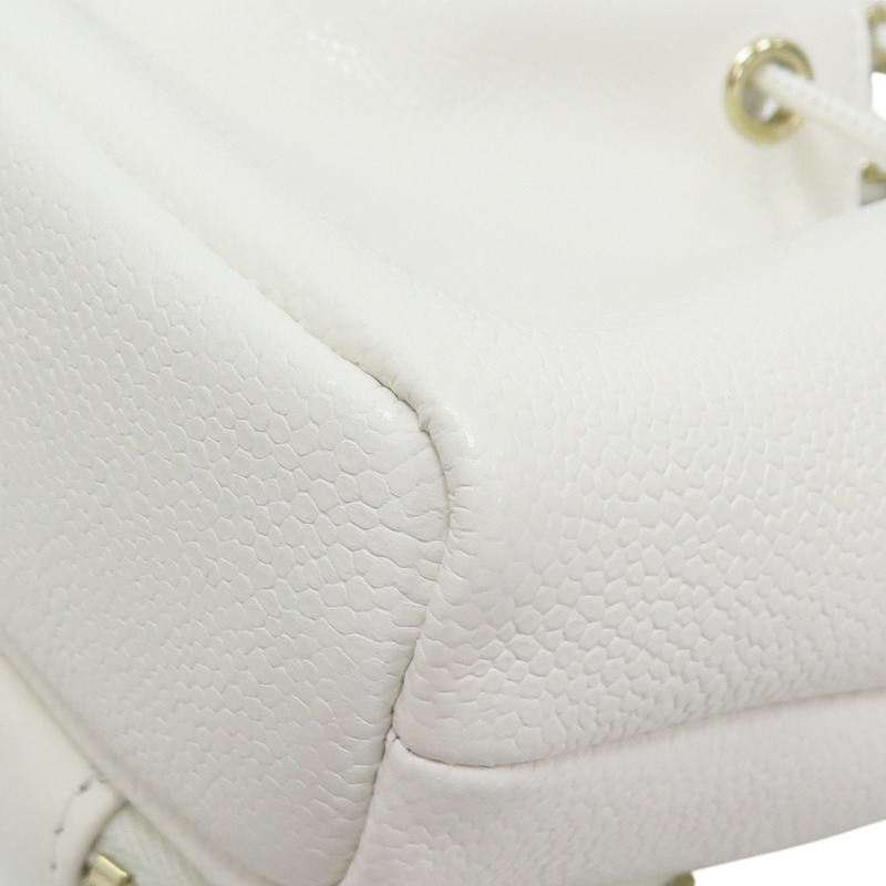 白色 荔枝牛皮 鍊帶 水桶包 肩背包【CHANEL 香奈兒】-11