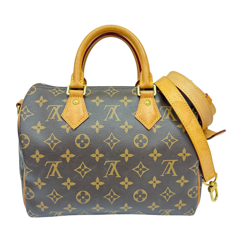 棕色原花帆布 Speedy Bandouliere 25 兩用包【LOUIS VUITTON LV 路易威登】 M41113-1