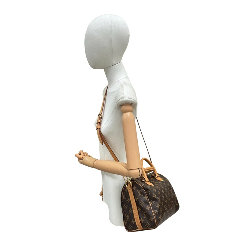 棕色原花帆布 Speedy Bandouliere 25 兩用包【LOUIS VUITTON LV 路易威登】 M41113-9