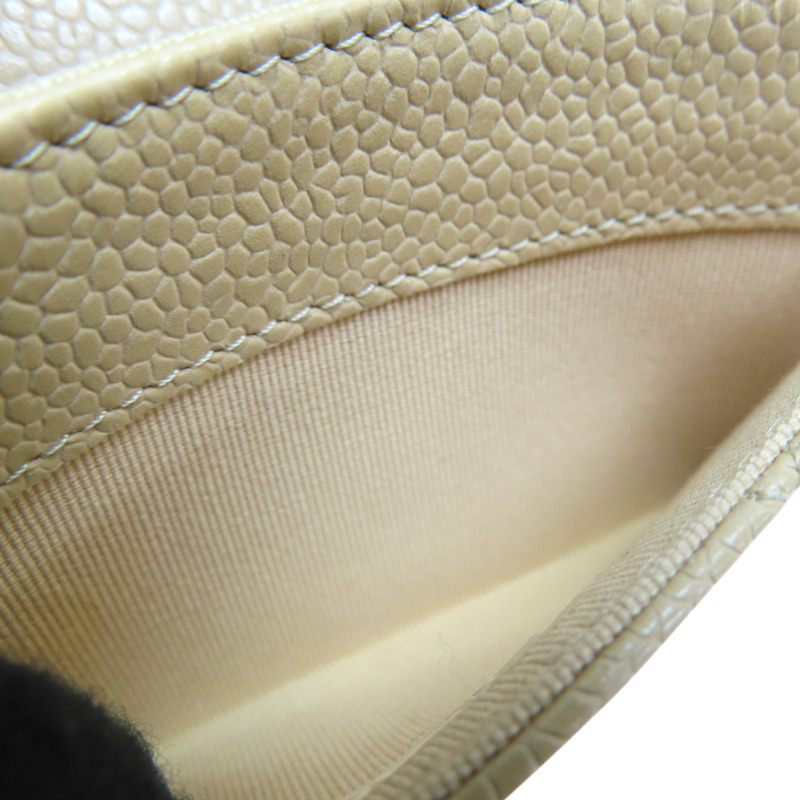 杏色 菱格紋 荔枝牛皮 扣式名片夾【CHANEL 香奈兒】-5