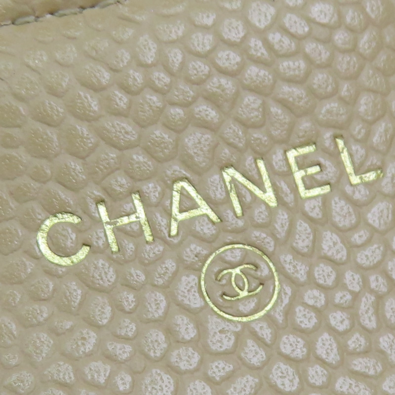 杏色 菱格紋 荔枝牛皮 扣式名片夾【CHANEL 香奈兒】-7