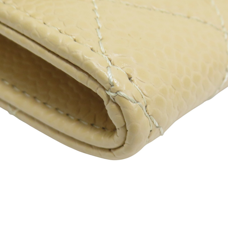 杏色 菱格紋 荔枝牛皮 扣式名片夾【CHANEL 香奈兒】-11