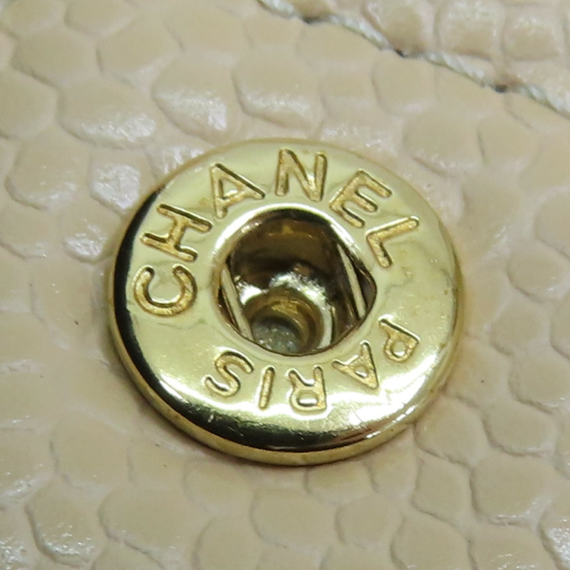 杏色 菱格紋 荔枝牛皮 扣式名片夾【CHANEL 香奈兒】-15