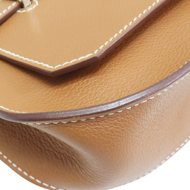 金棕色 Evercolor牛皮 Mini Jypsiere 肩背包 W刻【HERMES 愛馬仕】-8