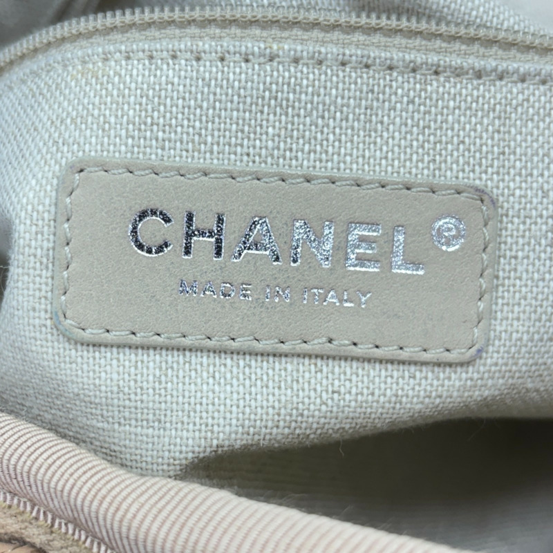 米色 帆布 Deauville MM 肩背包【CHANEL 香奈兒】 AS3257-6