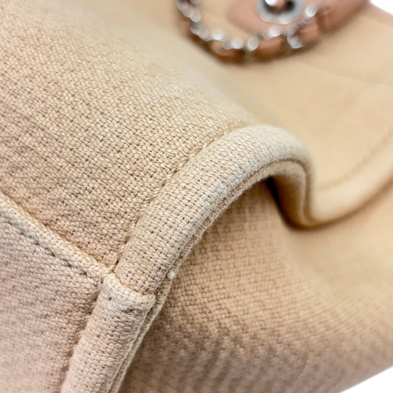 米色 帆布 Deauville MM 肩背包【CHANEL 香奈兒】 AS3257-11