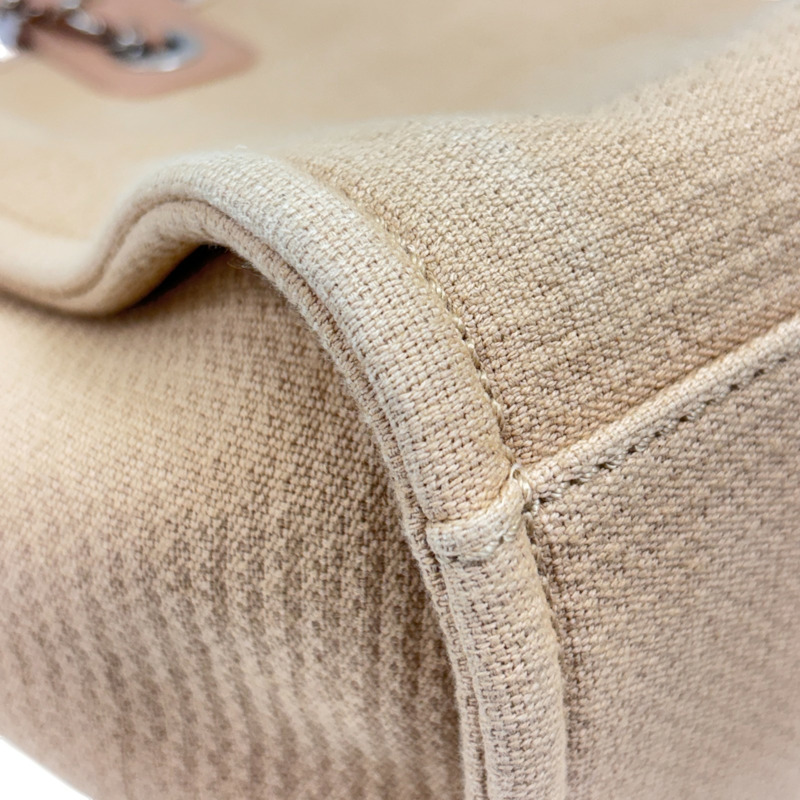 米色 帆布 Deauville MM 肩背包【CHANEL 香奈兒】 AS3257-14